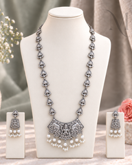 Premium Silver Replica Lakshmi Haram Set
