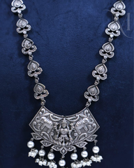 Premium Silver Replica Lakshmi Haram Set