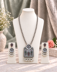 Premium Silver Replica Pendant Haram Set