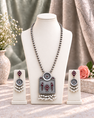 Premium Silver Replica Pendant Haram Set