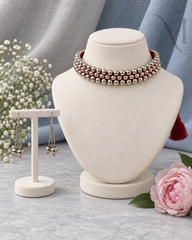 Premium Silver Beads Choker – Red Thread