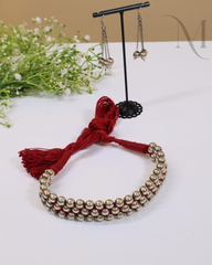 Premium Silver Beads Choker – Red Thread