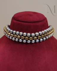 Premium Silver Gold Beads Choker