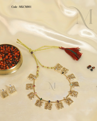 Regal Heritage Gold-Toned Temple Necklace Set