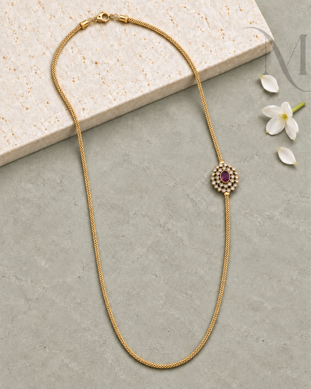 Red Stone Mugappu Chain