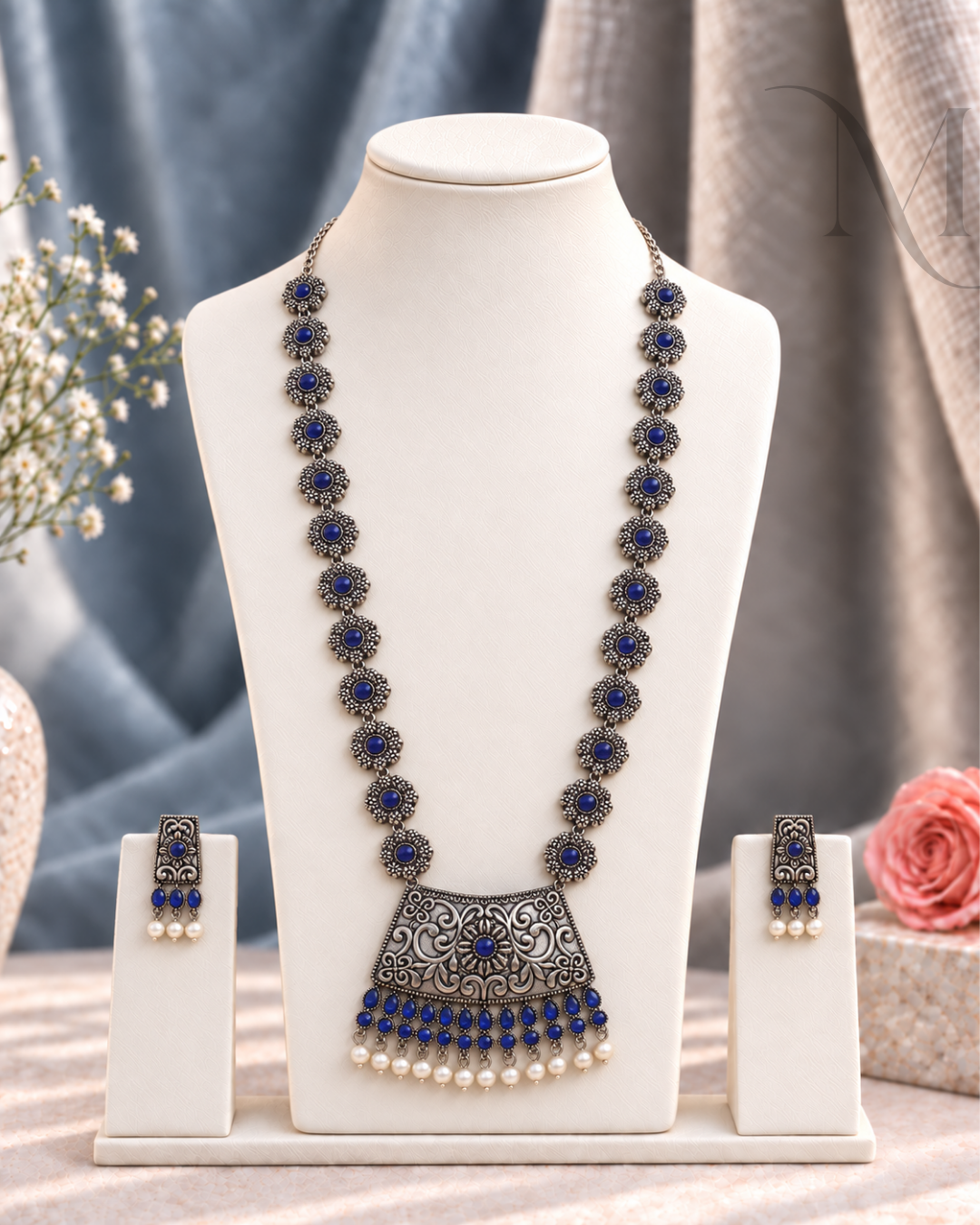 Pushpa Neela Oxidised Haram