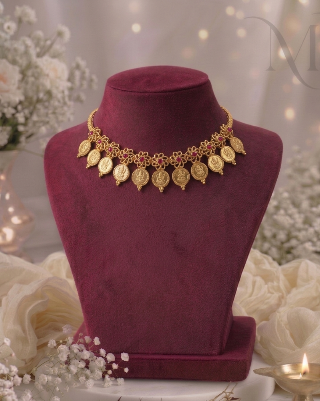 Kasu Pushpa Necklace – 11 Coins Premium Gold Replica