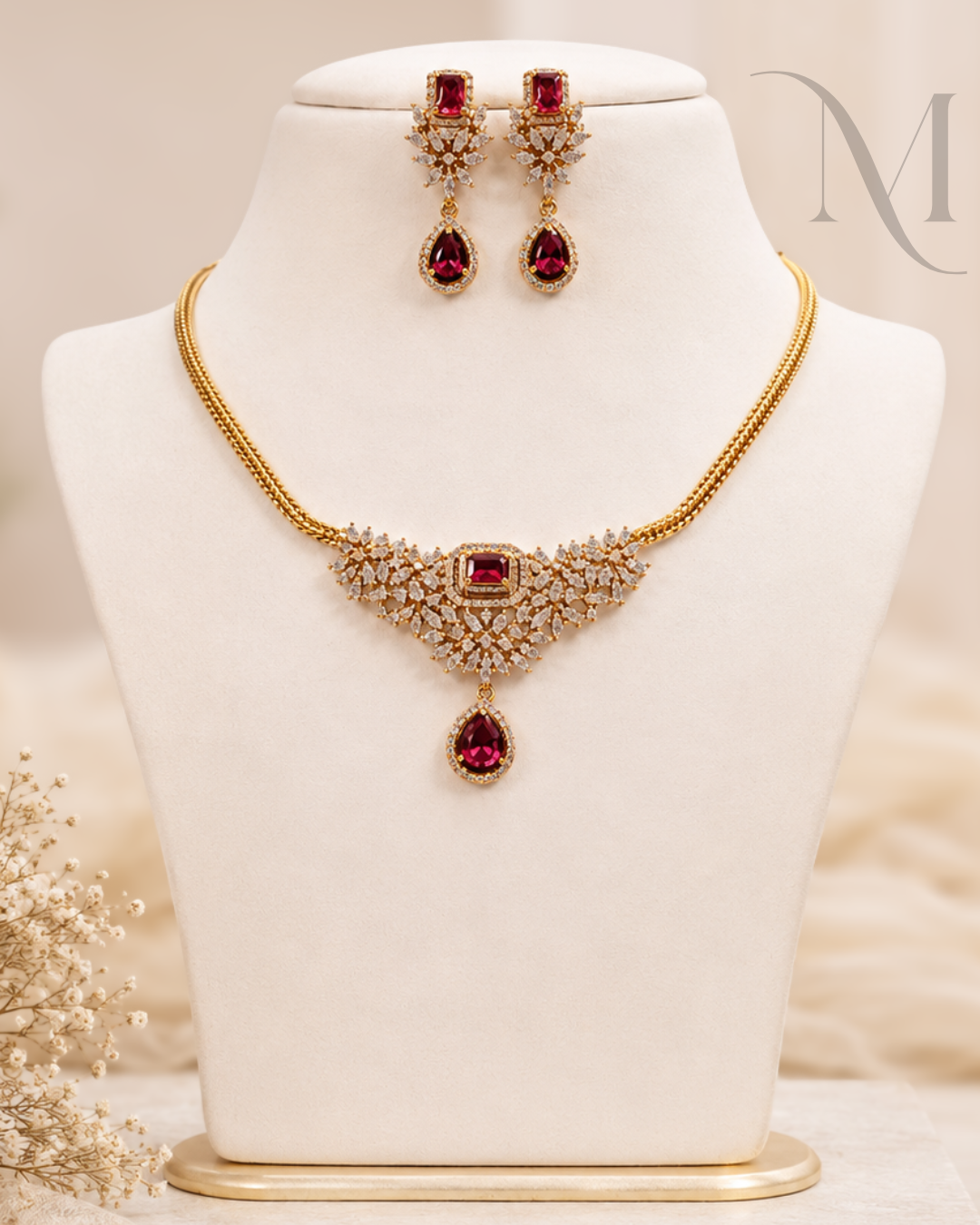 Ratnaprabha Ruby Necklace Set