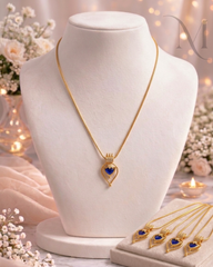 Rakta & Neela Palakka Pendant Necklace – Premium Gold