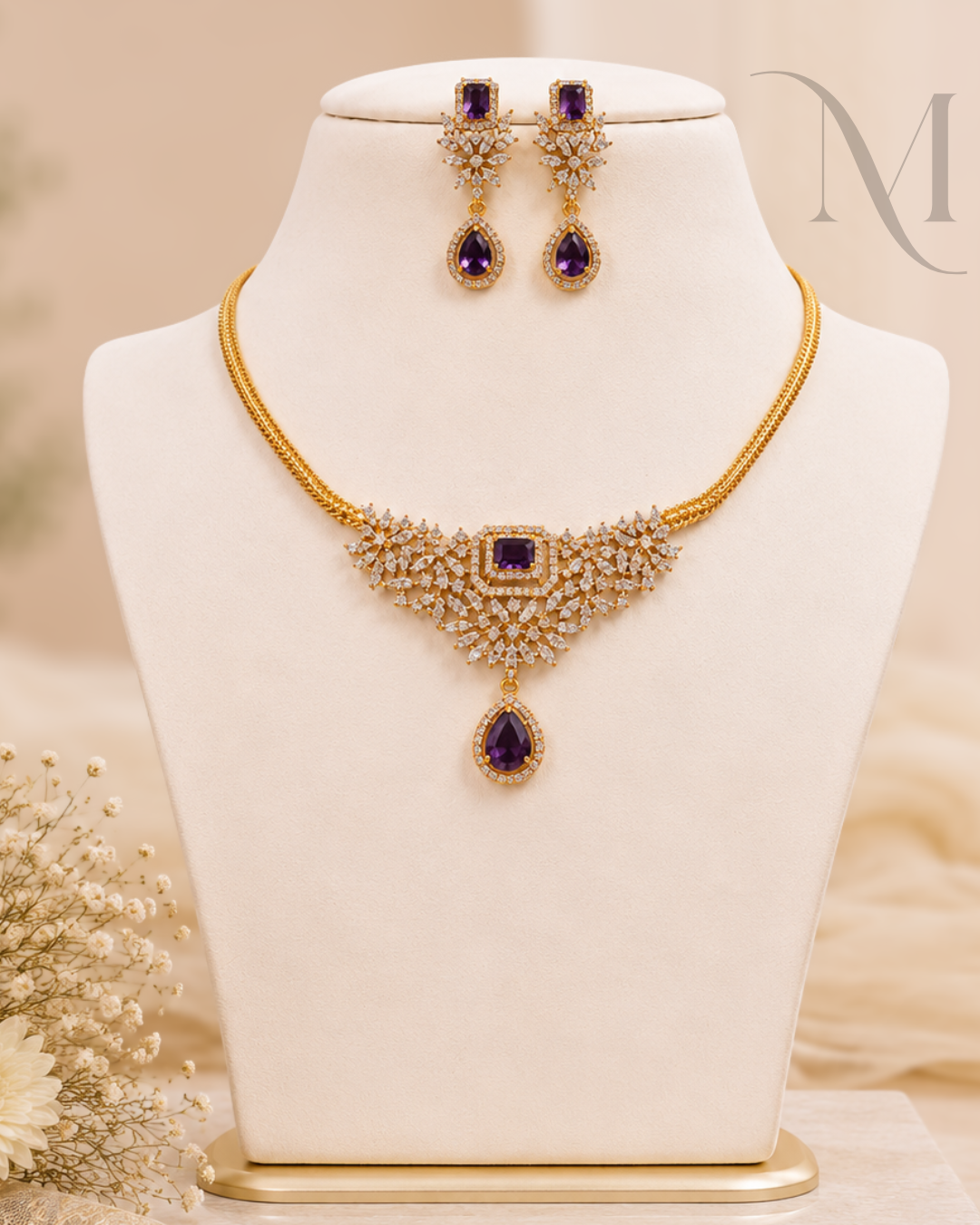 Ratnaprabha Necklace Set – dark violet