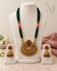 Green Crystal Beads Peacock Necklace Set