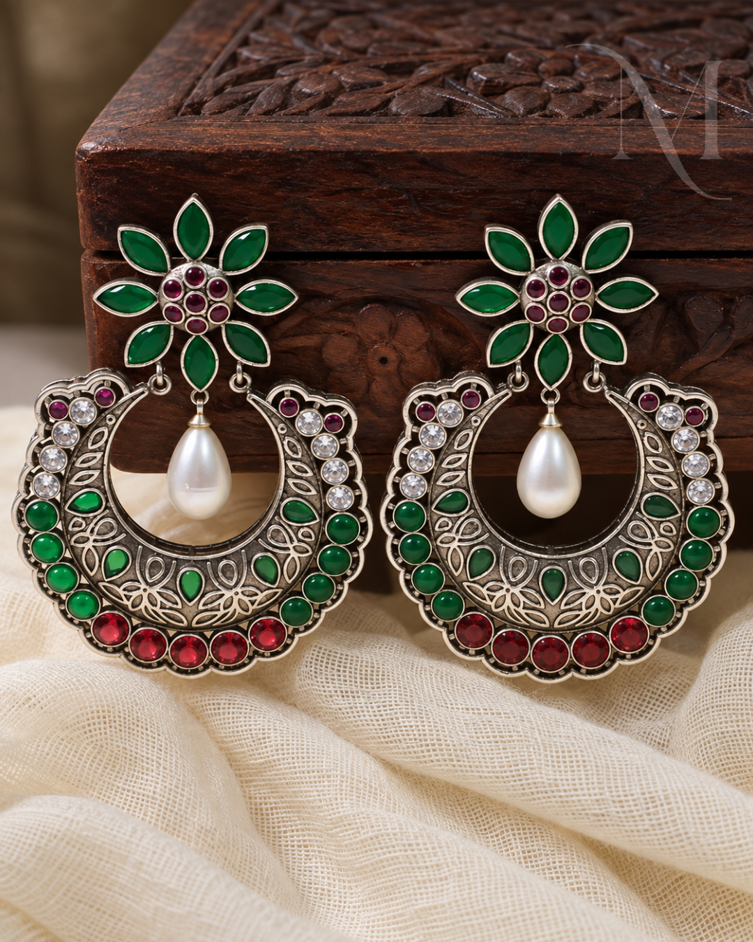 Jhanvi Chandbali Oxidised earrings