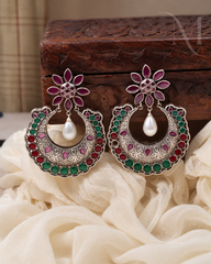 Jhanvi Chandbali Oxidised earrings
