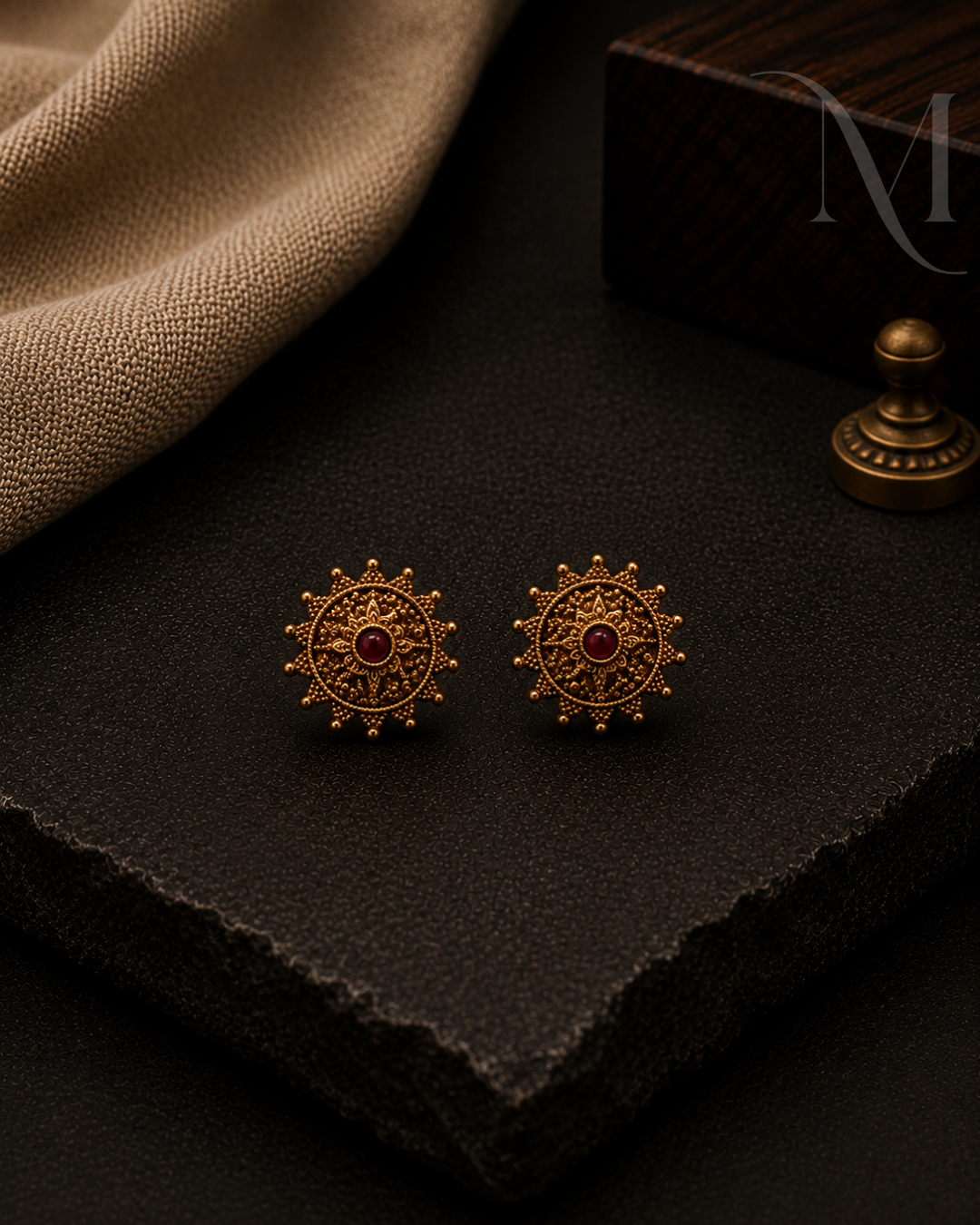 Bharani Non-Idol antique Ruby Stud