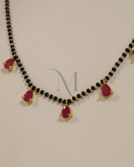 Lightweight Gold-Finish Mangalsutra with Ruby Teardrop Stones