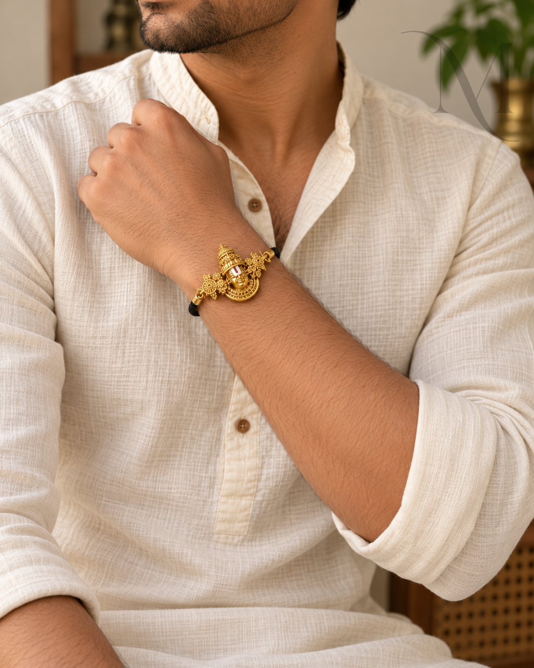 Perumal Adjustable Black Thread Bracelet
