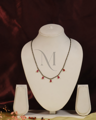 Lightweight Gold-Finish Mangalsutra with Ruby Teardrop Stones