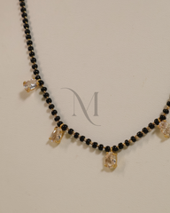 Black Bead Chain Mangalsutra with Elegant White CZ Accents