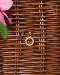 Double Heart with stones Pendant