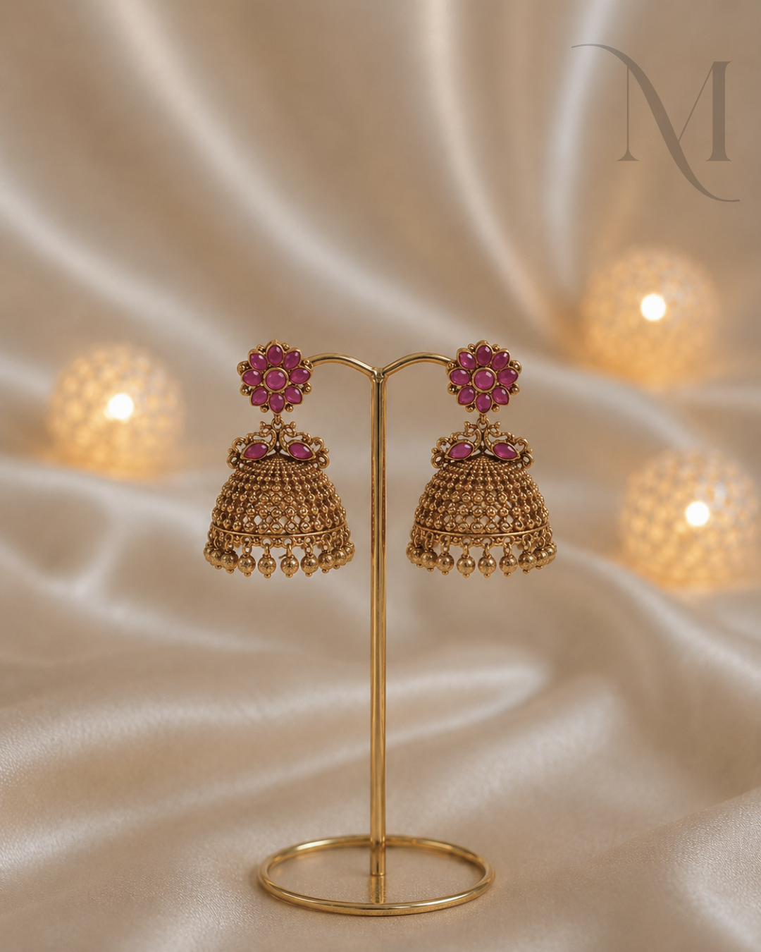 Ruby Pooja Jhumka Earrings