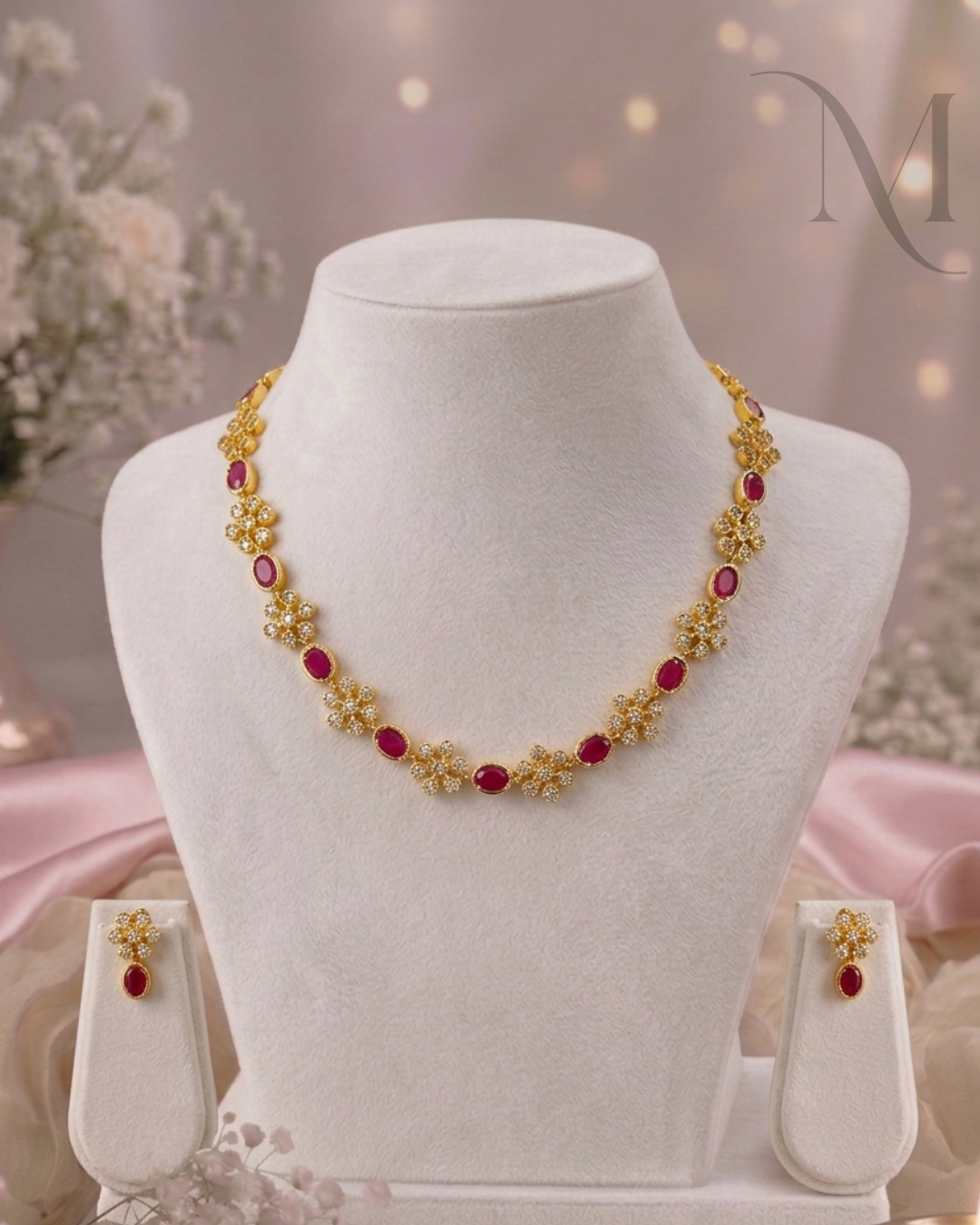Floral Diamond Replica Necklace – 5 Colours Available
