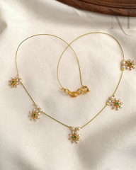 Snowflake with green stone Invisible Necklace