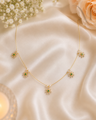 Snowflake with green stone Invisible Necklace