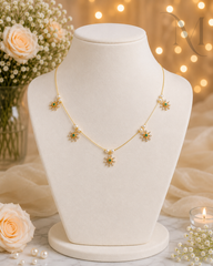 Snowflake with green stone Invisible Necklace