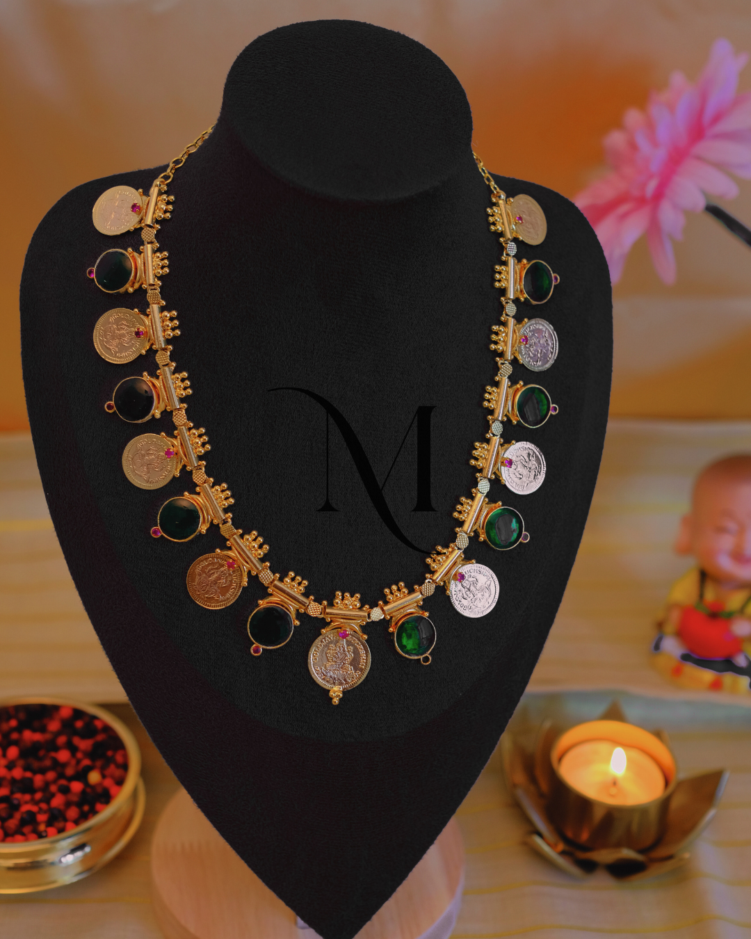 Classic Kerala-Style Kasumala with Antique Gold Finish