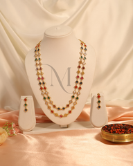 Triple-Layer Festive Haram with Vibrant Gemstone Links