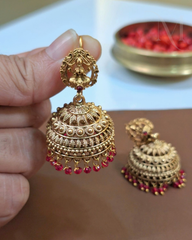Lakshmi Red Beads Jhumka