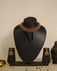 Vintage Temple Choker Set with Floral Beads and Jhumkas