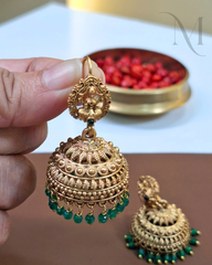 Lakshmi Green Beads Jhumka