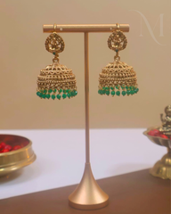 Lakshmi Green Beads Jhumka