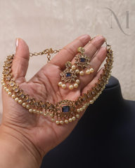 Midnight Pearl Choker Set - Blue Stone