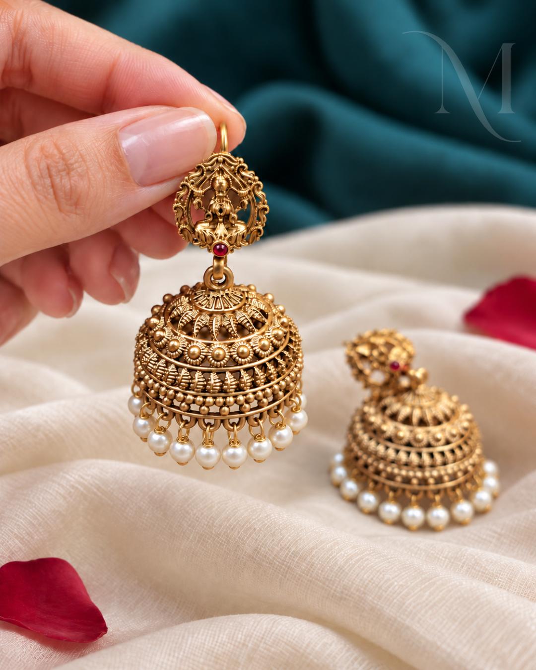 Lakshmi White Pearl Jhumka