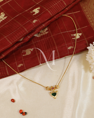Traditional Green Palakka Pendant with Antique Gold Side Balls