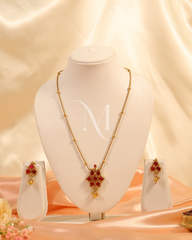 Elegant Red Meenakari Pendant Necklace Set