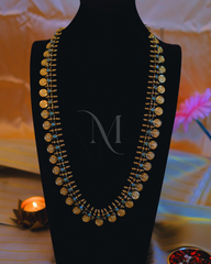 Blue Serenity: Mehendi-Finish Lakshmi Coin Haram