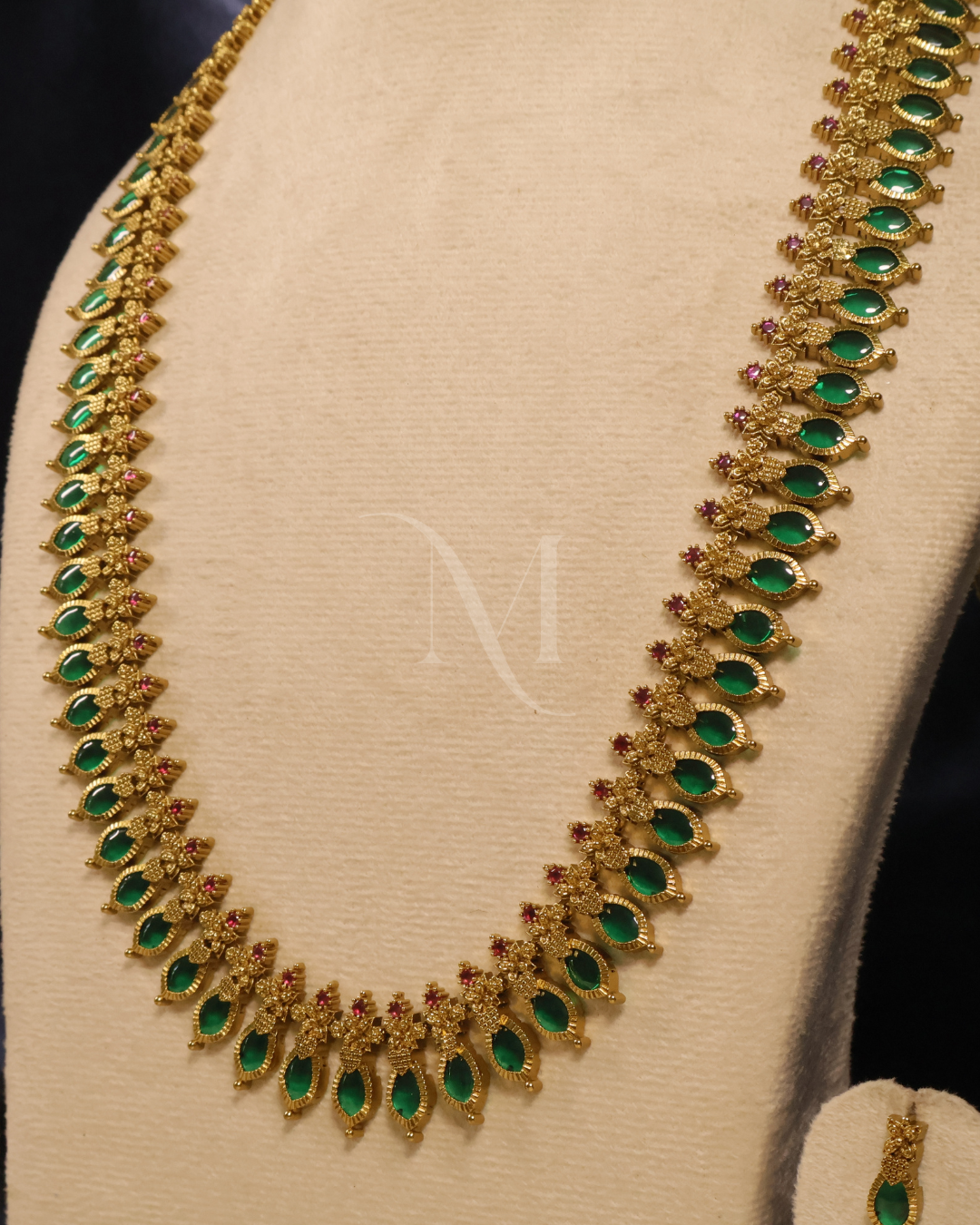 Timeless Grace: Mango Motif Temple Haram Set