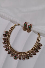 Regal Peacock-Inspired Gold Necklace Set