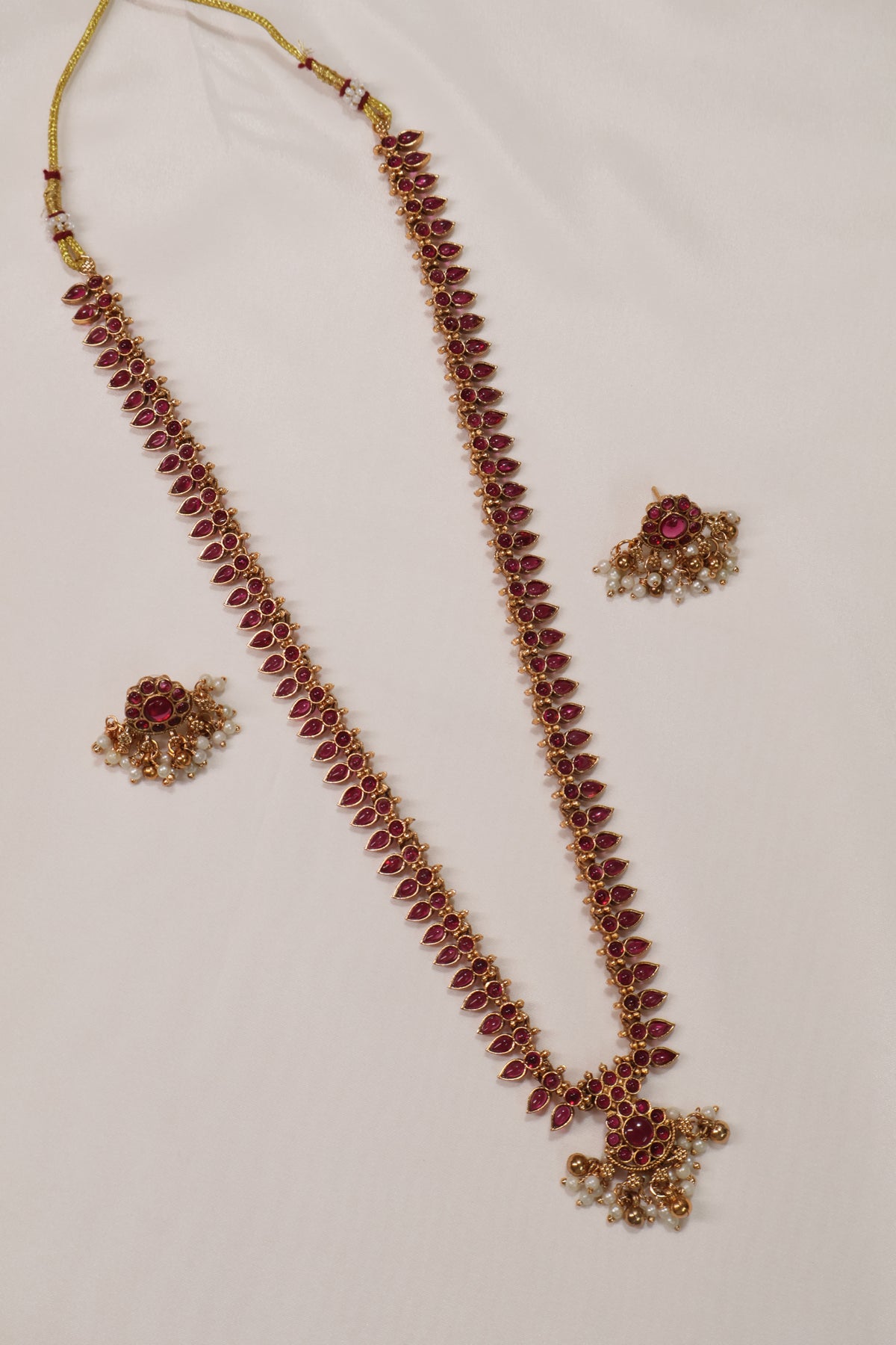 Traditional Ruby Temple Necklace Set