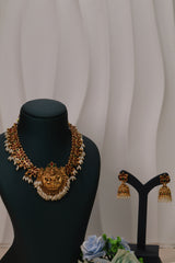 Royal Lakshmi Temple Necklace Set with Ruby Accents