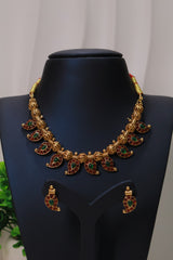 Antique Lakshmi Leaf Motif Necklace Set