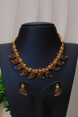 Antique Lakshmi Leaf Motif Necklace Set