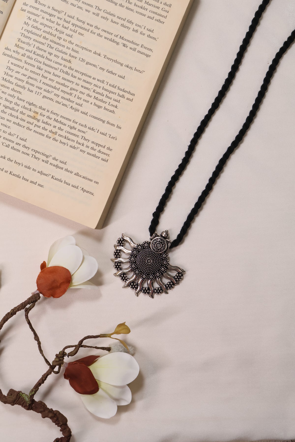 Ethnic Oxidized Silver Pendant Necklace