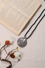 Classic Round Oxidized Silver Pendant Necklace