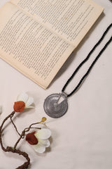 Classic Round Oxidized Silver Pendant Necklace