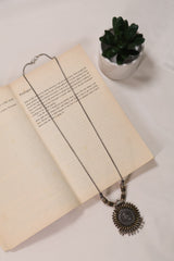 Antique Sunburst Oxidized Silver Necklace
