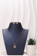 Rose Gold Circle Pendant Necklace Set